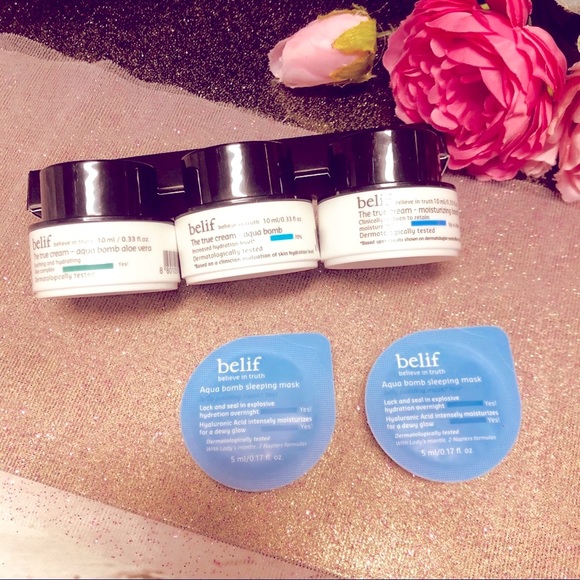 Belif Aqua Bomb Sleeping Mask + The True Cream Set & Korres GREEK Cream Cleanser - Picture 2 of 16